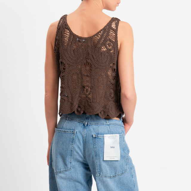 Motel-Top in crochet - cioccolato