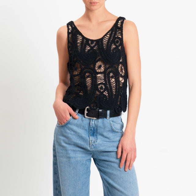 Motel-Top in crochet - nero
