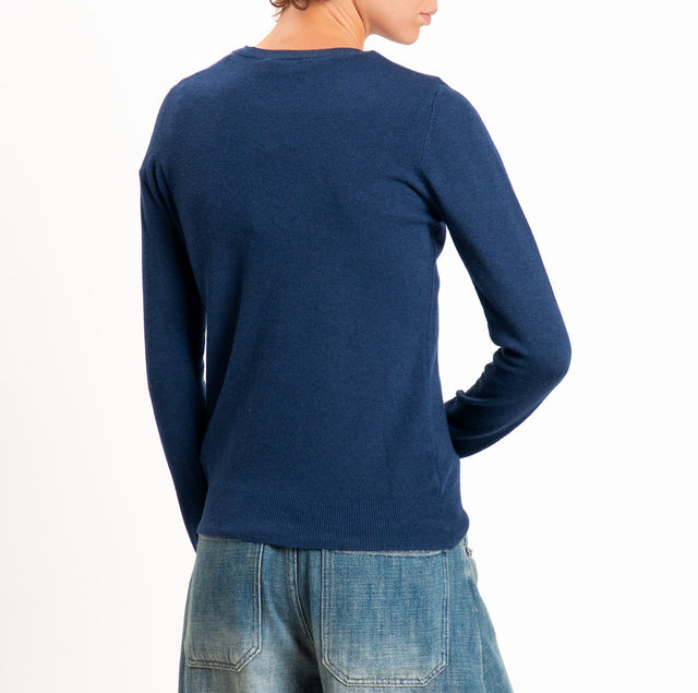 Motel-Maglia girocollo bordi a coste - Blu