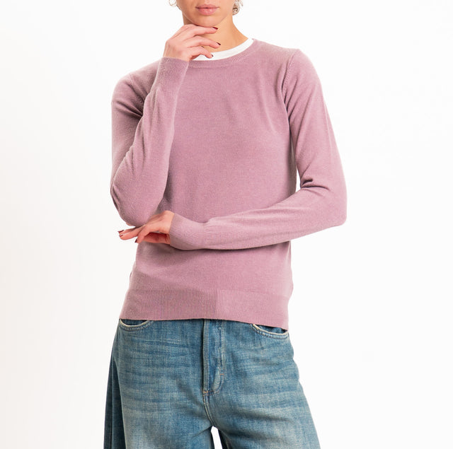 Motel-Maglia girocollo bordi a coste - mauve