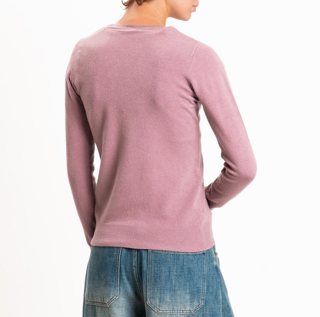 Motel-Maglia girocollo bordi a coste - mauve