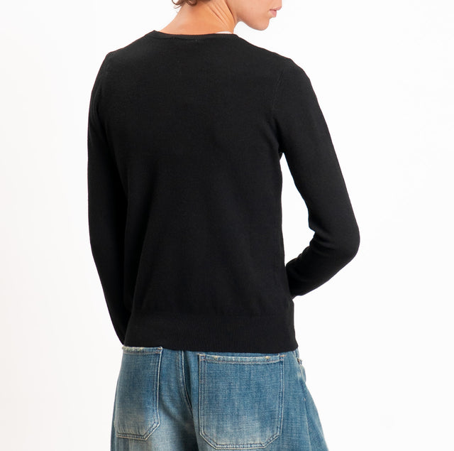 Motel-Maglia girocollo bordi a coste - nero