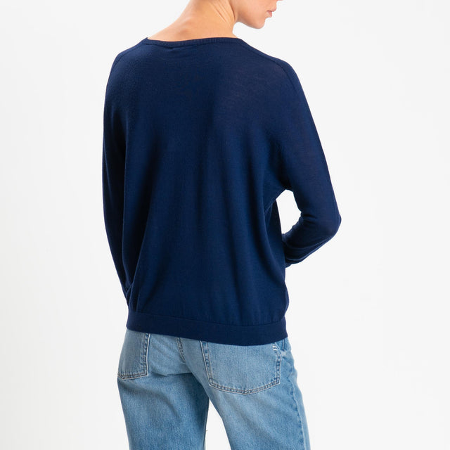 Motel-Maglia scatola 100% LANA MERINO - blu