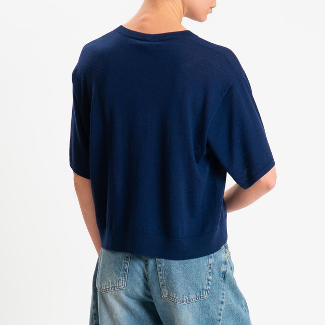 Motel-Maglia mezza manica 100% LANA MERINO - blu