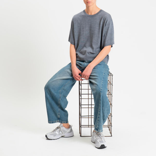 Motel-Maglia mezza manica 100% LANA MERINO - grigio