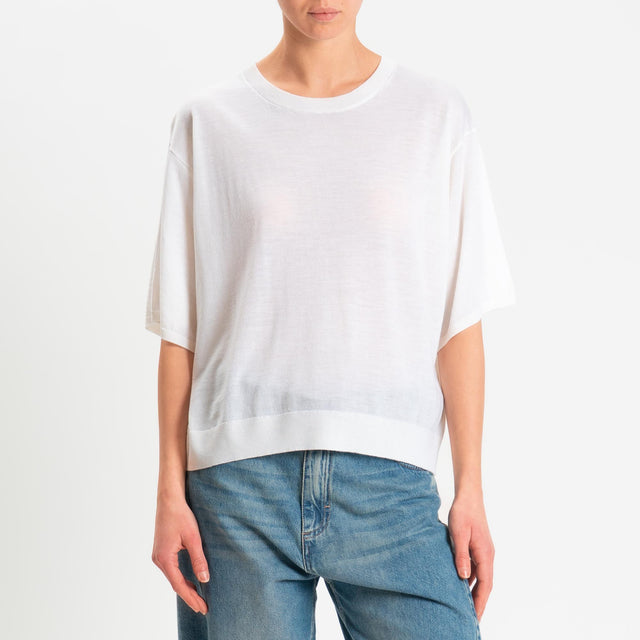 Motel-Maglia mezza manica 100% LANA MERINO - panna