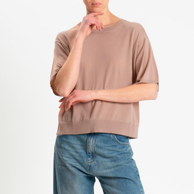 Motel-Maglia mezza manica 100% LANA MERINO - rosa