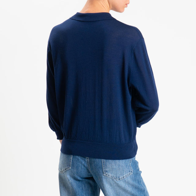 Motel-Maglia polo 100% LANA MERINO - blu