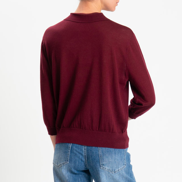 Motel-Maglia polo 100% LANA MERINO - Bordeaux