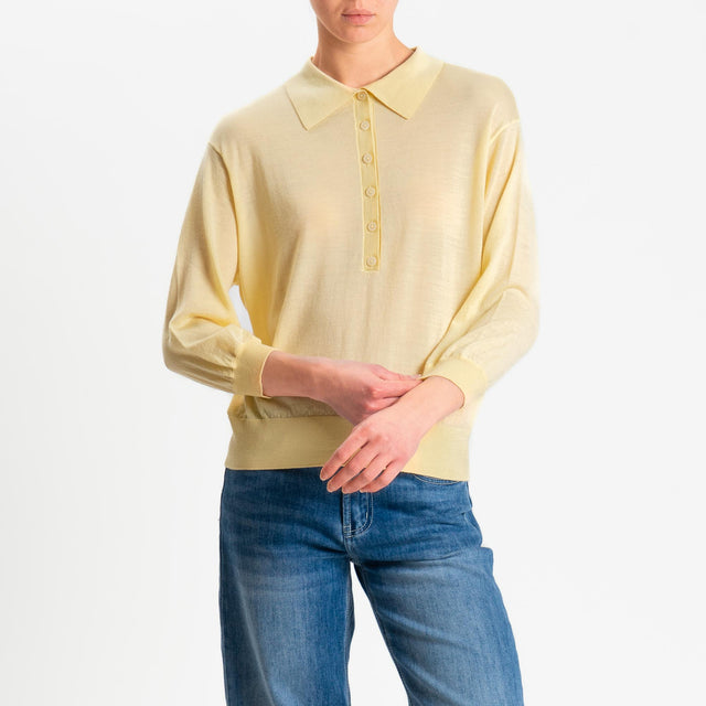 Motel-Maglia polo 100% LANA MERINO - giallo