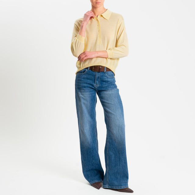 Motel-Maglia polo 100% LANA MERINO - giallo