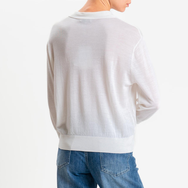 Motel-Maglia polo 100% LANA MERINO - panna