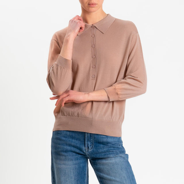 Motel-Maglia polo 100% LANA MERINO - rosa