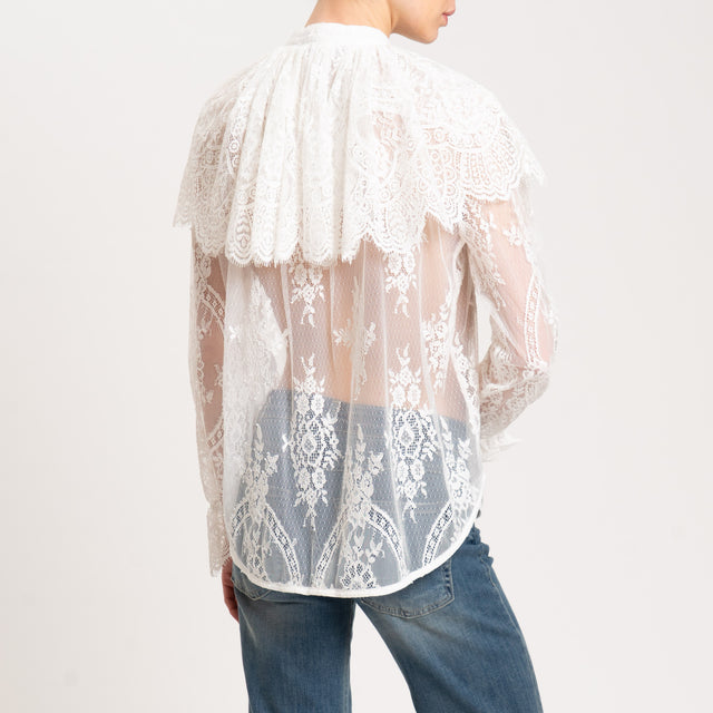 Motel-Camicia in pizzo con balza - panna