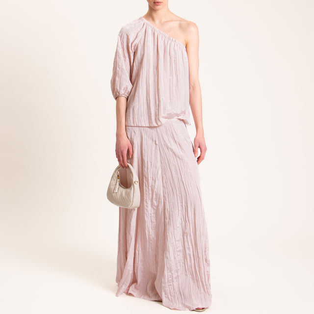 Motel-Gonna lunga ad A satin goffrato - rosa