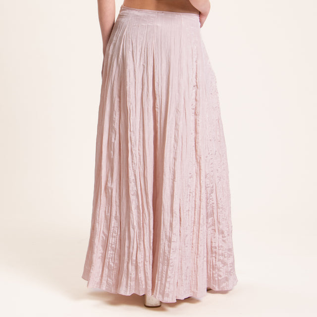 Motel-Gonna lunga ad A satin goffrato - rosa