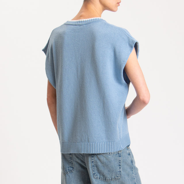 Motel-Maglia smanicata J'ADORE - azzurro/latte