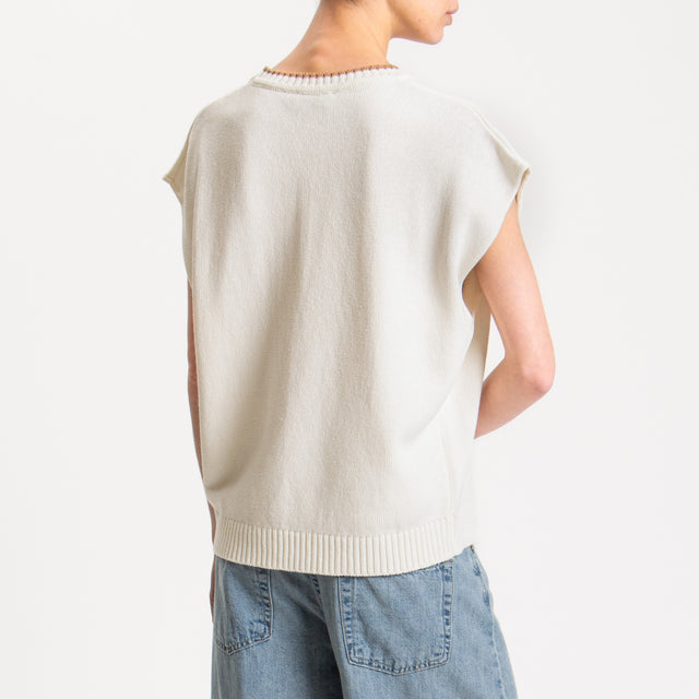 Motel-Maglia smanicata J'ADORE - latte/camel