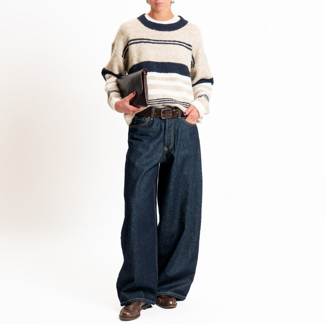 Motel-Maglia righe misto lana - blu/beige/burro