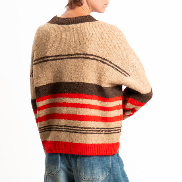 Motel-Maglia righe misto lana - moro/camel/rosso