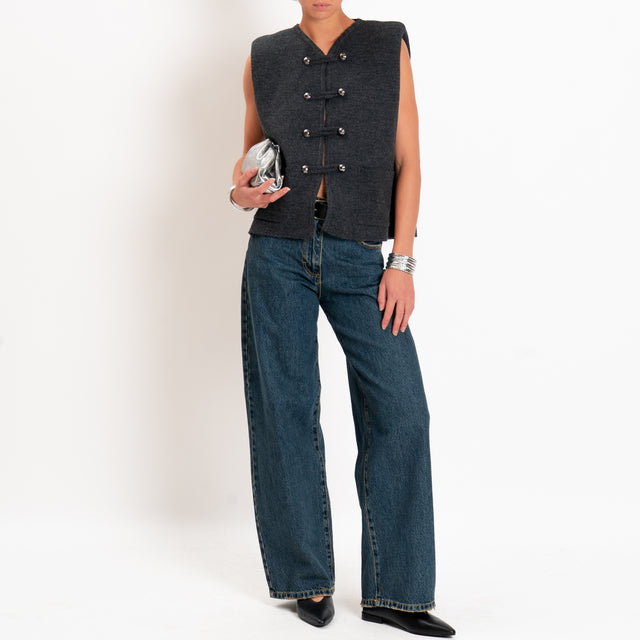 Motel-Gilet misto alpaca con spalline - antracite
