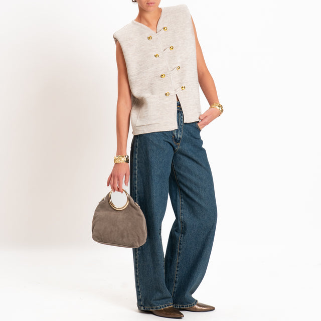 Motel-Gilet misto alpaca con spalline - beige