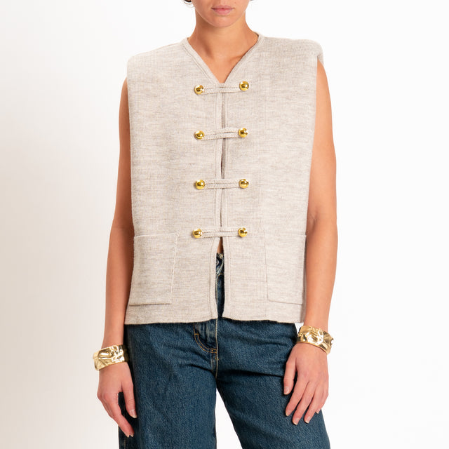 Motel-Gilet misto alpaca con spalline - beige