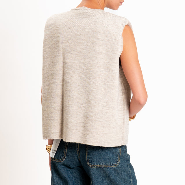 Motel-Gilet misto alpaca con spalline - beige