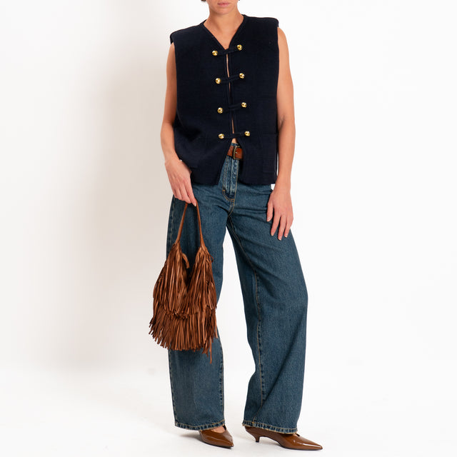 Motel-Gilet misto alpaca con spalline - blue
