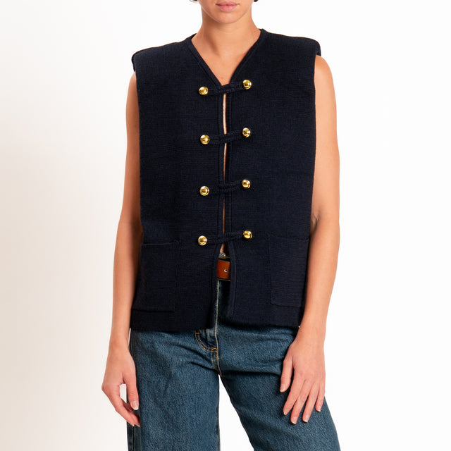 Motel-Gilet misto alpaca con spalline - blue