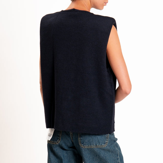 Motel-Gilet misto alpaca con spalline - blue