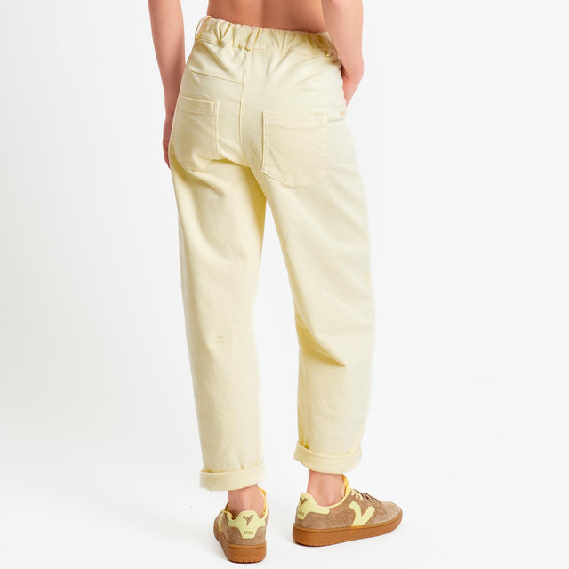 Motel-Pantalone barrel cotone elasticizzato elastico dietro - yellow