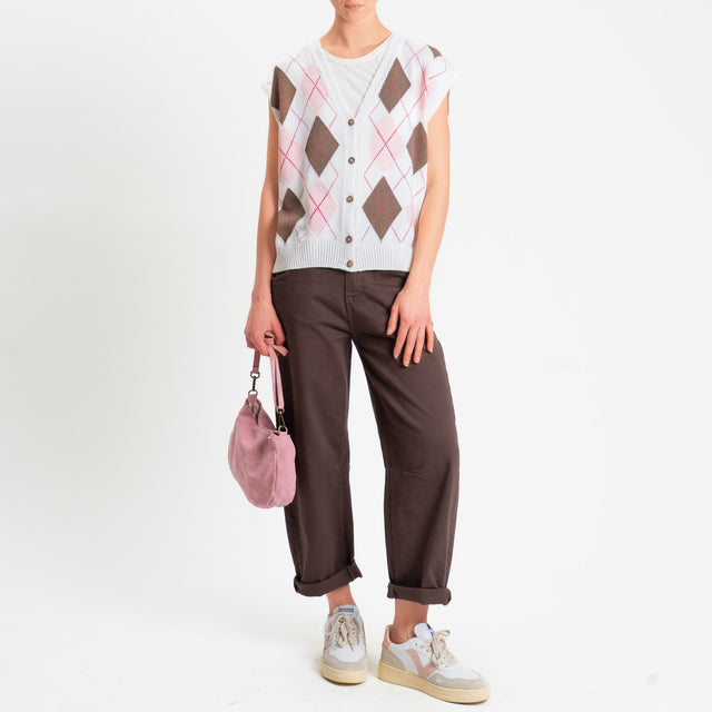 Motel-Pantalone barrel cotone elasticizzato elastico dietro- cioccolato