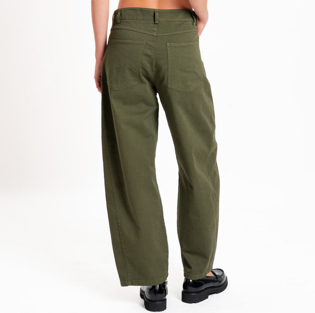 Motel-Pantalone cinque tasche barrel fit - militare