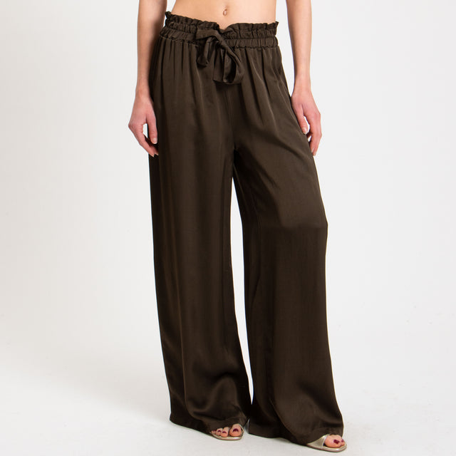 Motel-Pantalone in satin con coulisse - cioccolato