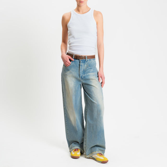 Motel-Jeans wide leg con cintura elastico dietro - denim