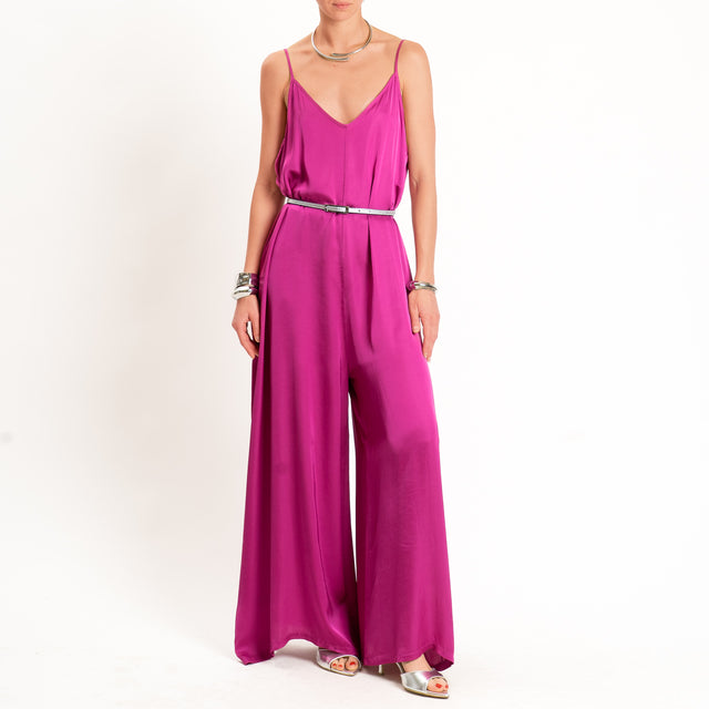 Motel-Tuta satin bretelle regolabili - berry