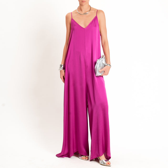 Motel-Tuta satin bretelle regolabili - berry