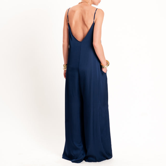 Motel-Tuta satin bretelle regolabili - Blu