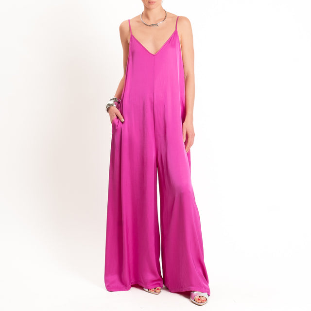 Motel-Tuta satin bretelle regolabili - fucsia