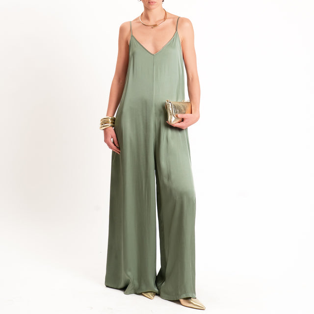 Motel-Tuta satin bretelle regolabili - militare