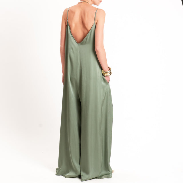 Motel-Tuta satin bretelle regolabili - militare