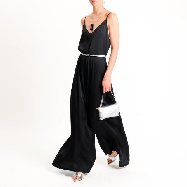 Motel-Tuta satin bretelle regolabili - nero