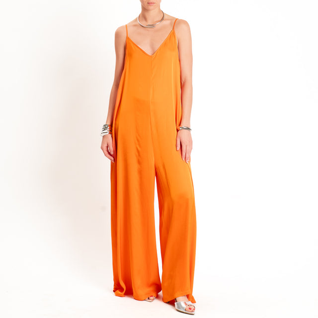 Motel-Tuta satin bretelle regolabili - arancio