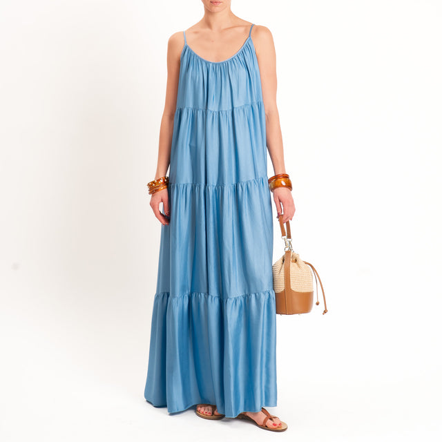 Motel-Abito satin con balze bretelle regolabili - polvere