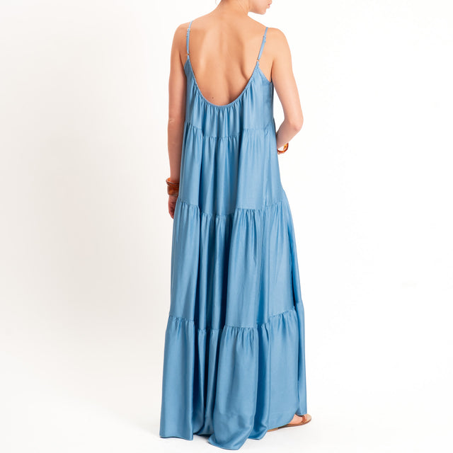 Motel-Abito satin con balze bretelle regolabili - polvere