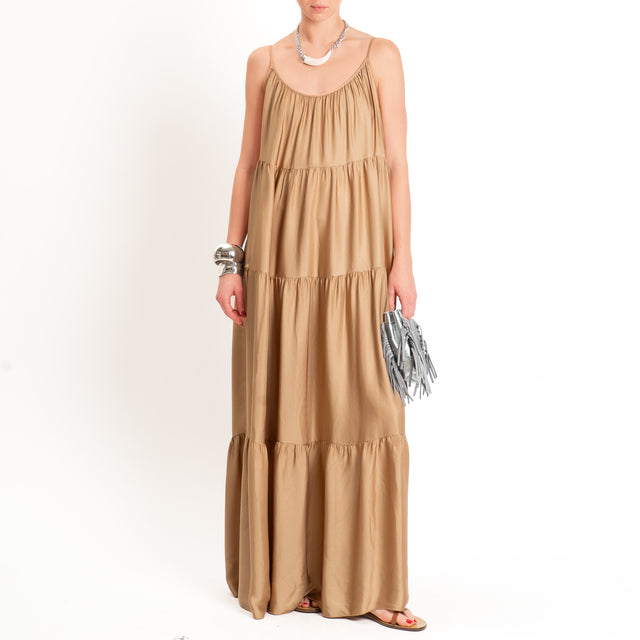 Motel-Abito satin con balze bretelle regolabili - desert