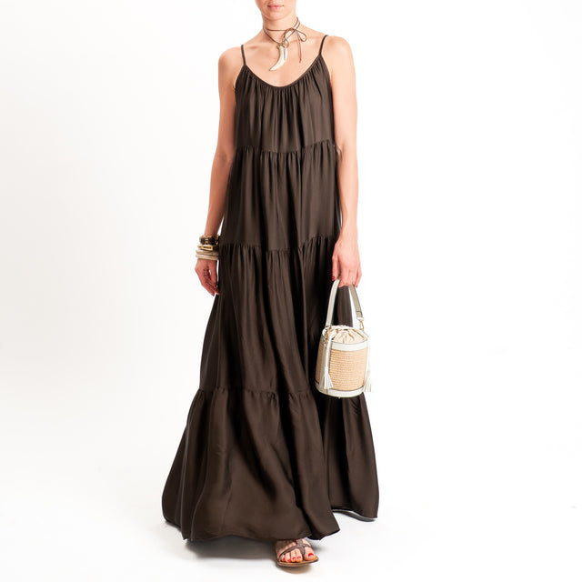 Motel-Abito satin con balze bretelle regolabili - caffe'