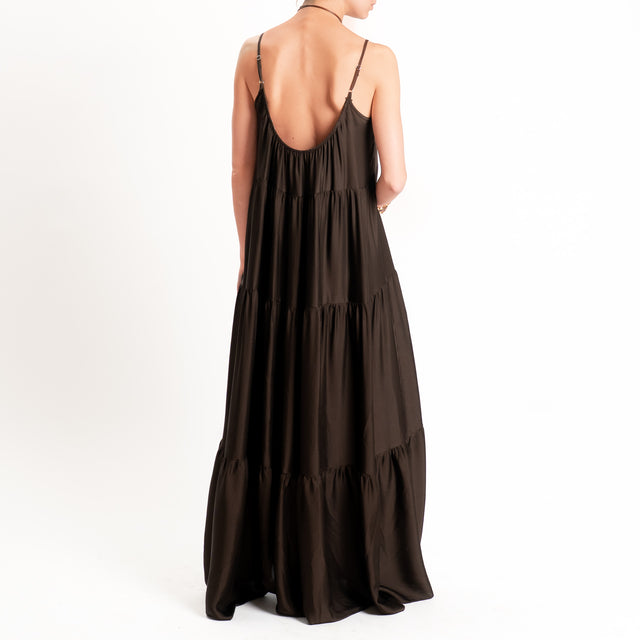 Motel-Abito satin con balze bretelle regolabili - caffe'
