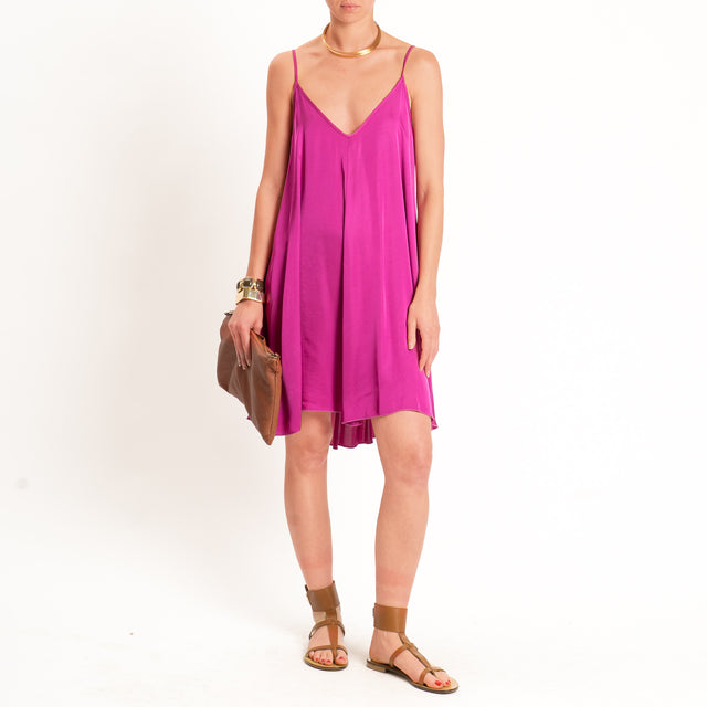 Motel-Abito corto satin bretelle regolabili - berry
